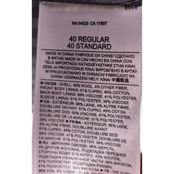 Banana Republic Blazer Mens 40R Italian fabric Gray Wool Two Button Striped - Picture 11 of 15